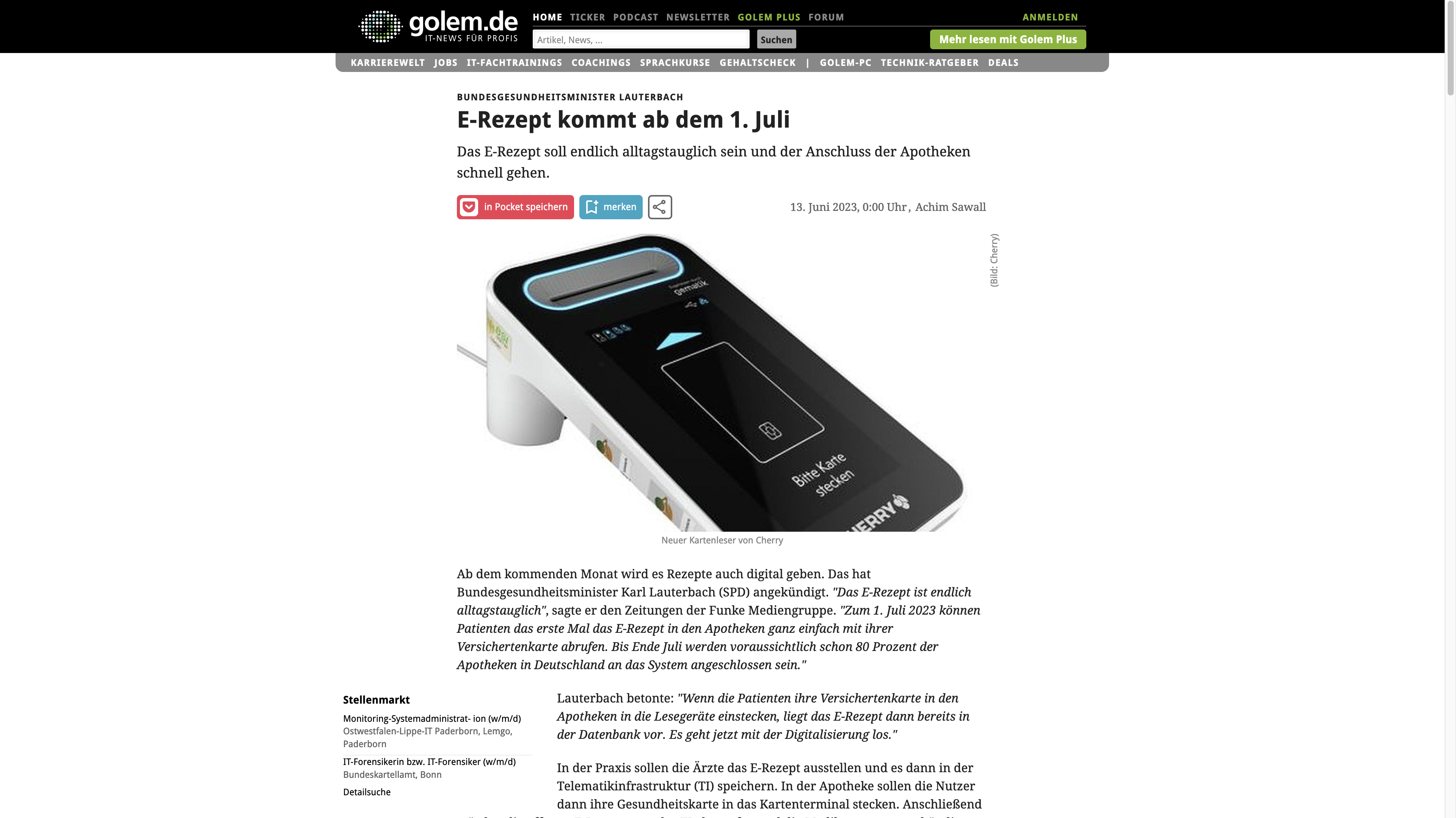  e-Rezept kommt am 1. Juli