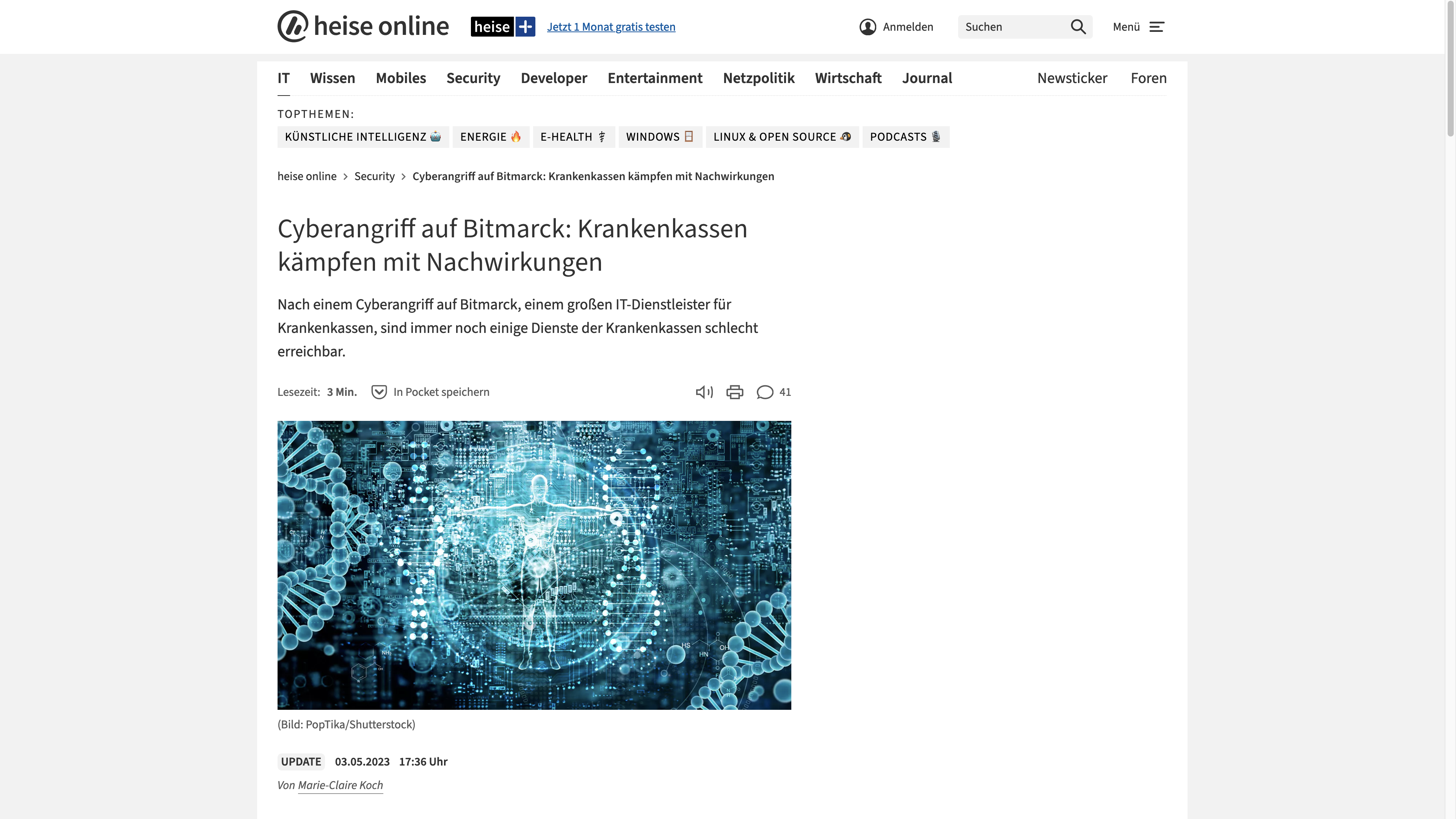   Cyberangriff auf Bitmarck: Krankenkassen kämpfen mit Nachwirkungen. Nach einem Cyberangriff auf Bitmarck, einem großen IT-Dienstleister für Krankenkassen, sind immer noch einige Dienste der Krankenkassen schlecht erreichbar. 