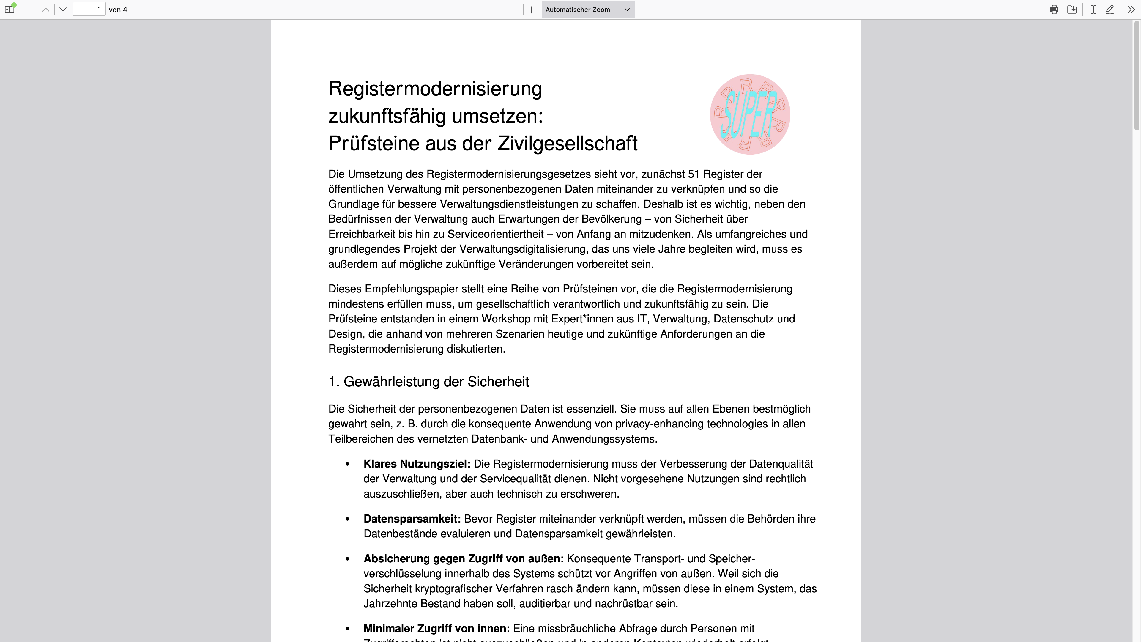Registermodernisierung zukunftsfähig machen Prüfsteine aus der Zivilgesellschaft