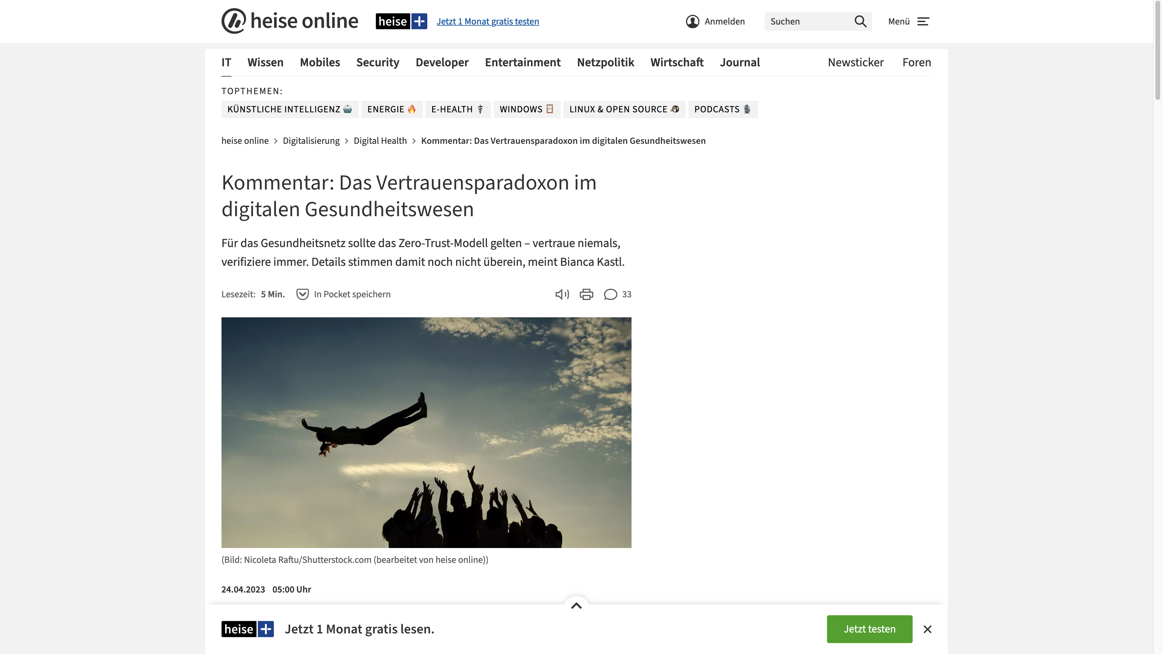Kommentar: Das Vertrauensparadoxon im digitalen Gesundheitswesen