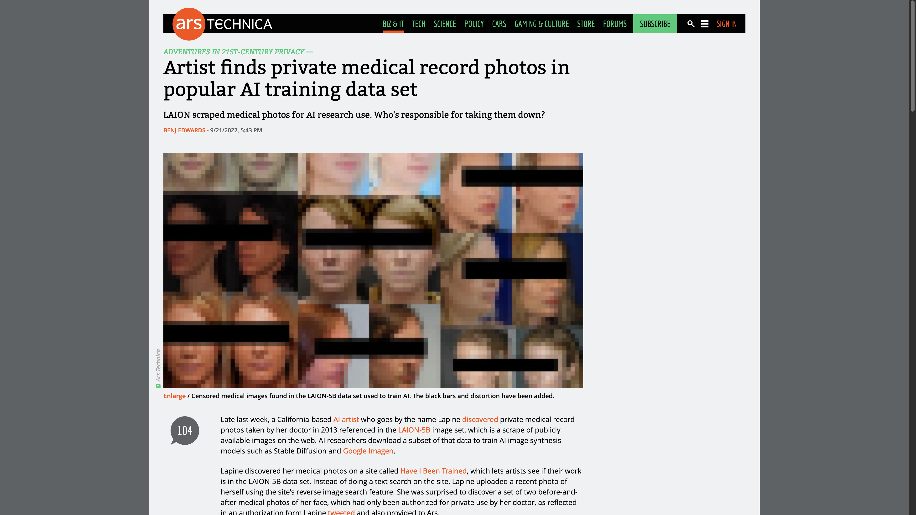 Artist finds private medical record photos in popular AI training data set