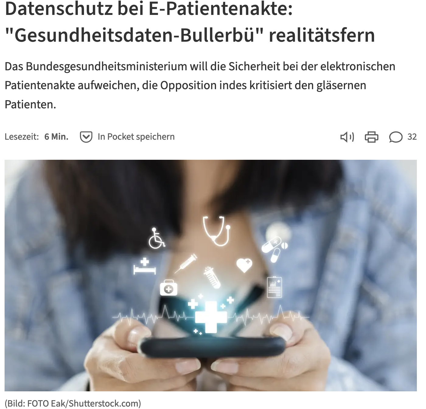 Datenschutz bei E-Patientenakte: Gesundheitsdaten-Bullerbürealitätsfern - Das Bundesgesundheitsministerium will die Sicherheit bei der elektronischen Patientenakte aufweichen, die Opposition indes kritisiert den gläsernen Patienten. 