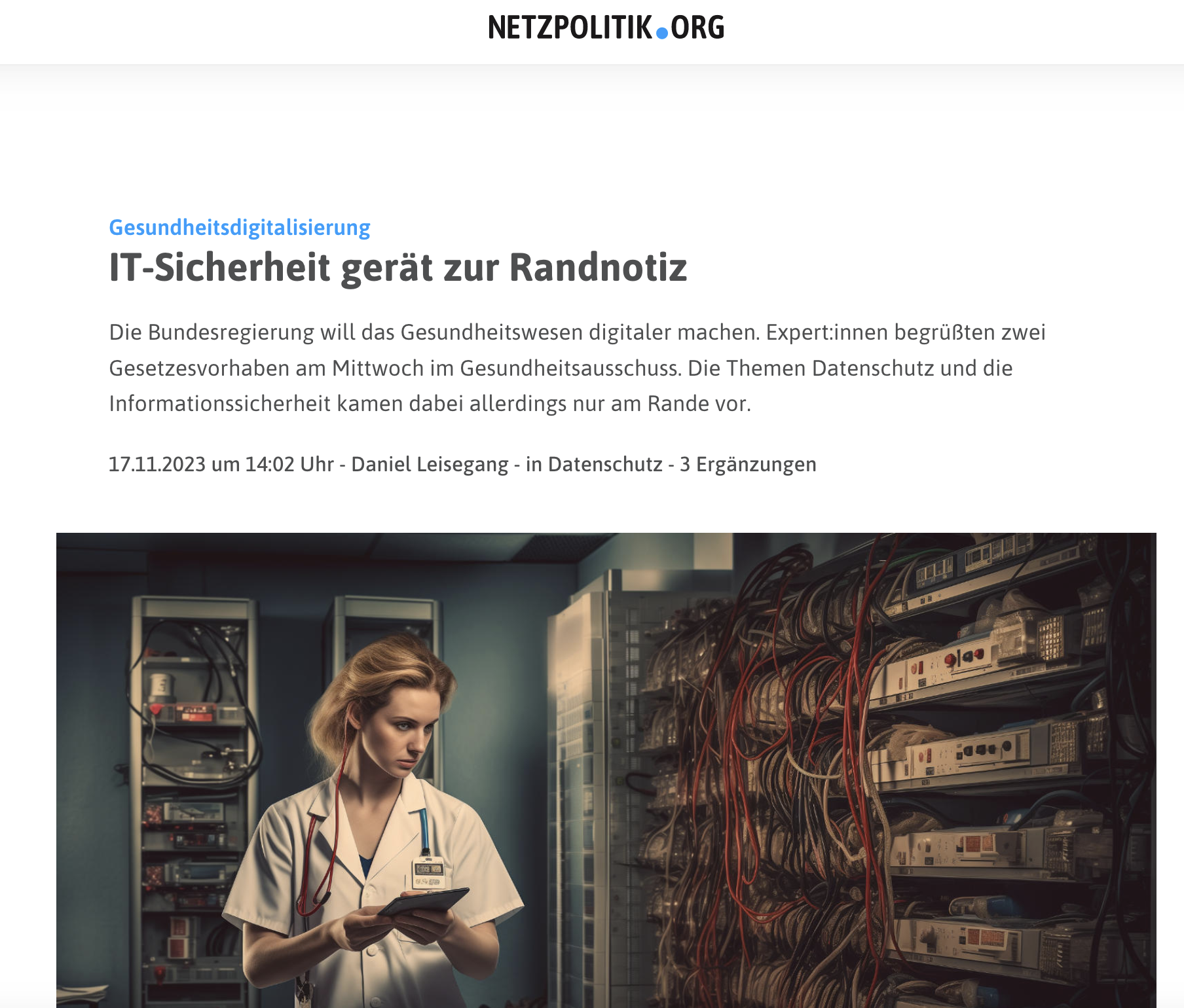 Gesundheitsdigitalisierung: IT-Sicherheit gerät zur Randnotiz - Die Bundesregierung will das Gesundheitswesen digitaler machen. Expert:innen begrüßten zwei Gesetzesvorhaben am Mittwoch im Gesundheitsausschuss. Die Themen Datenschutz und die Informationssicherheit kamen dabei allerdings nur am Rande vor. 