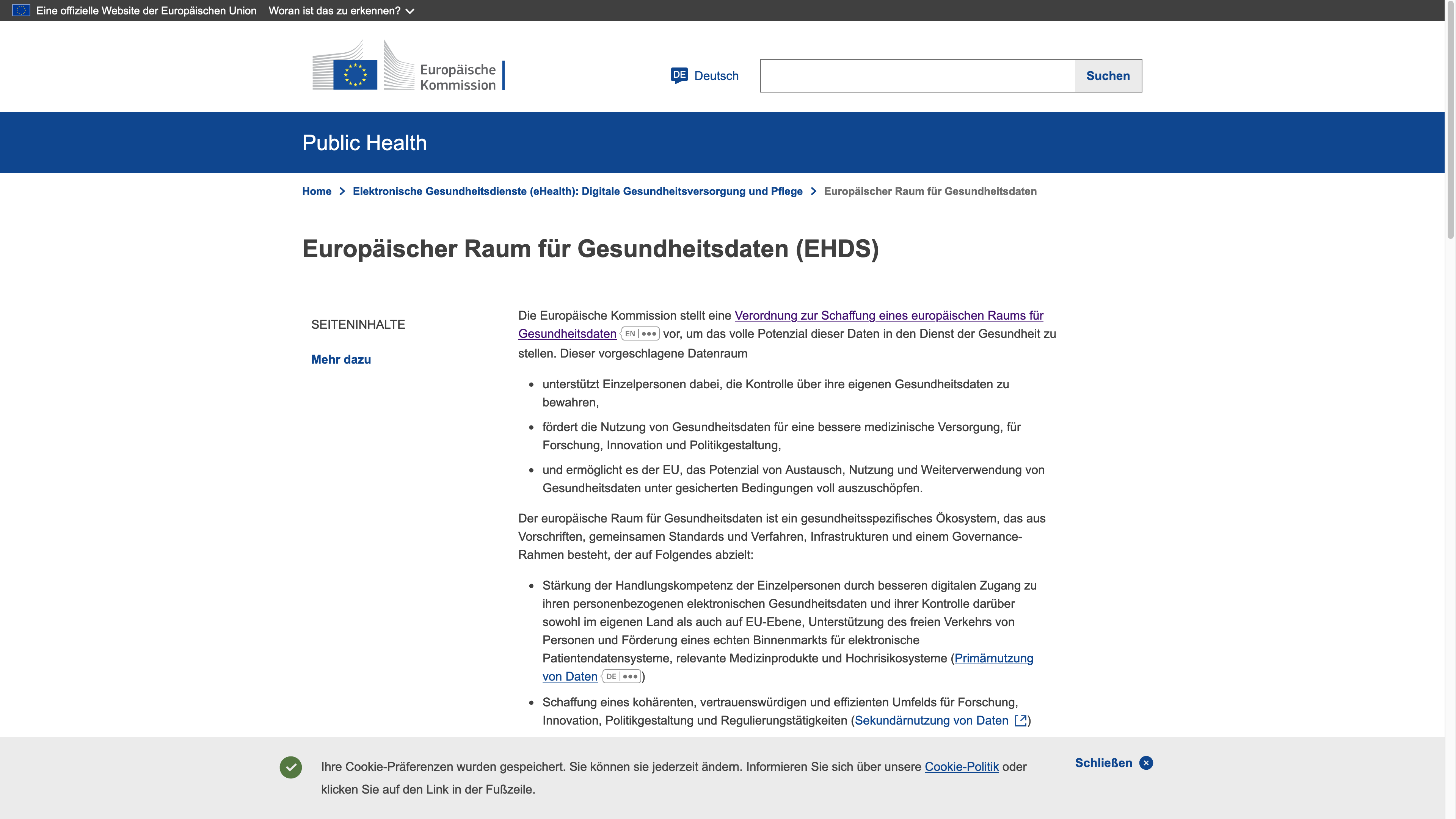 Europäischer Raum für Gesundheitsdaten (EHDS)