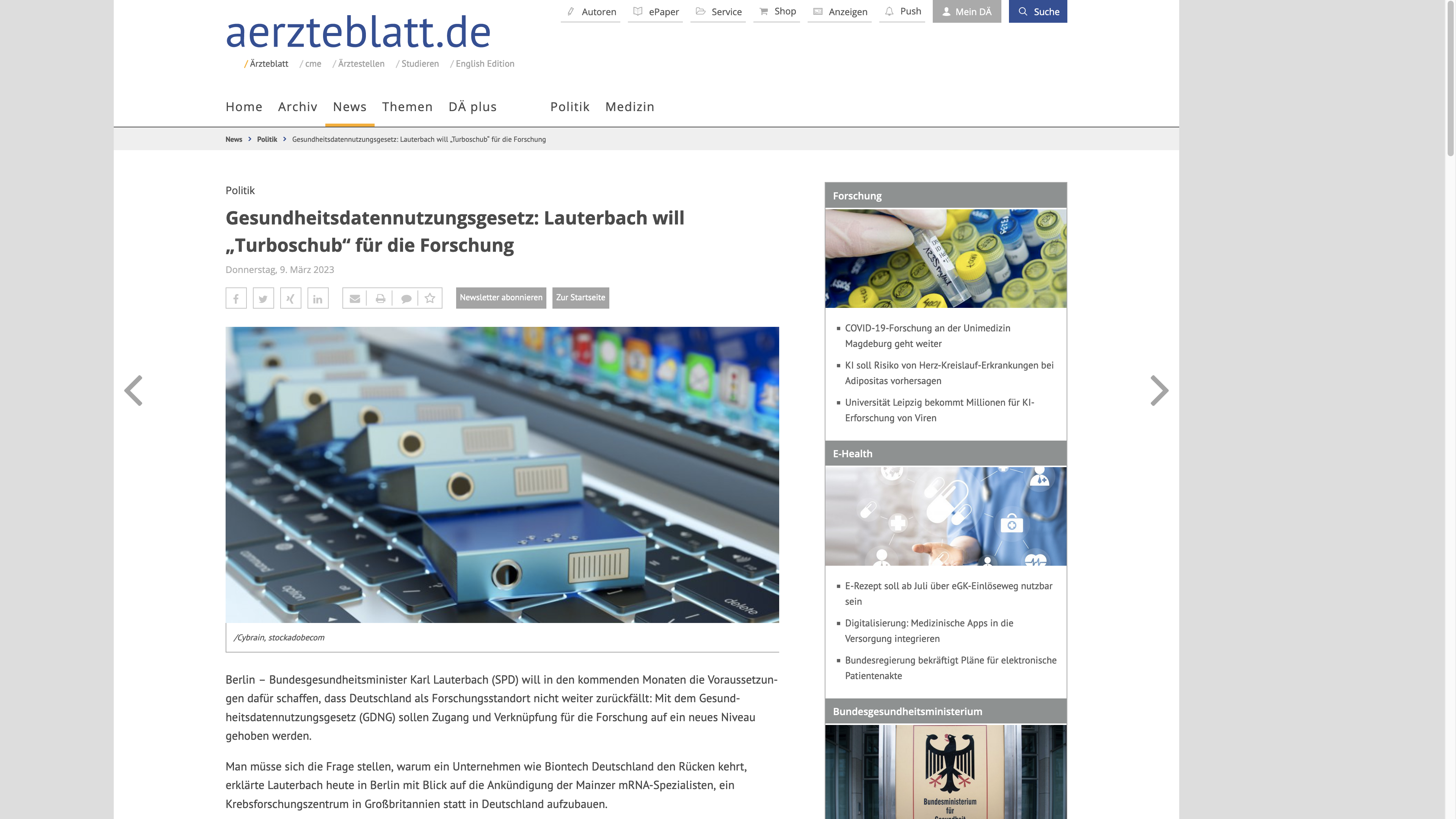  Gesundheitsdatennutzungsgesetz: Lauterbach will „Turboschub“ für die Forschung