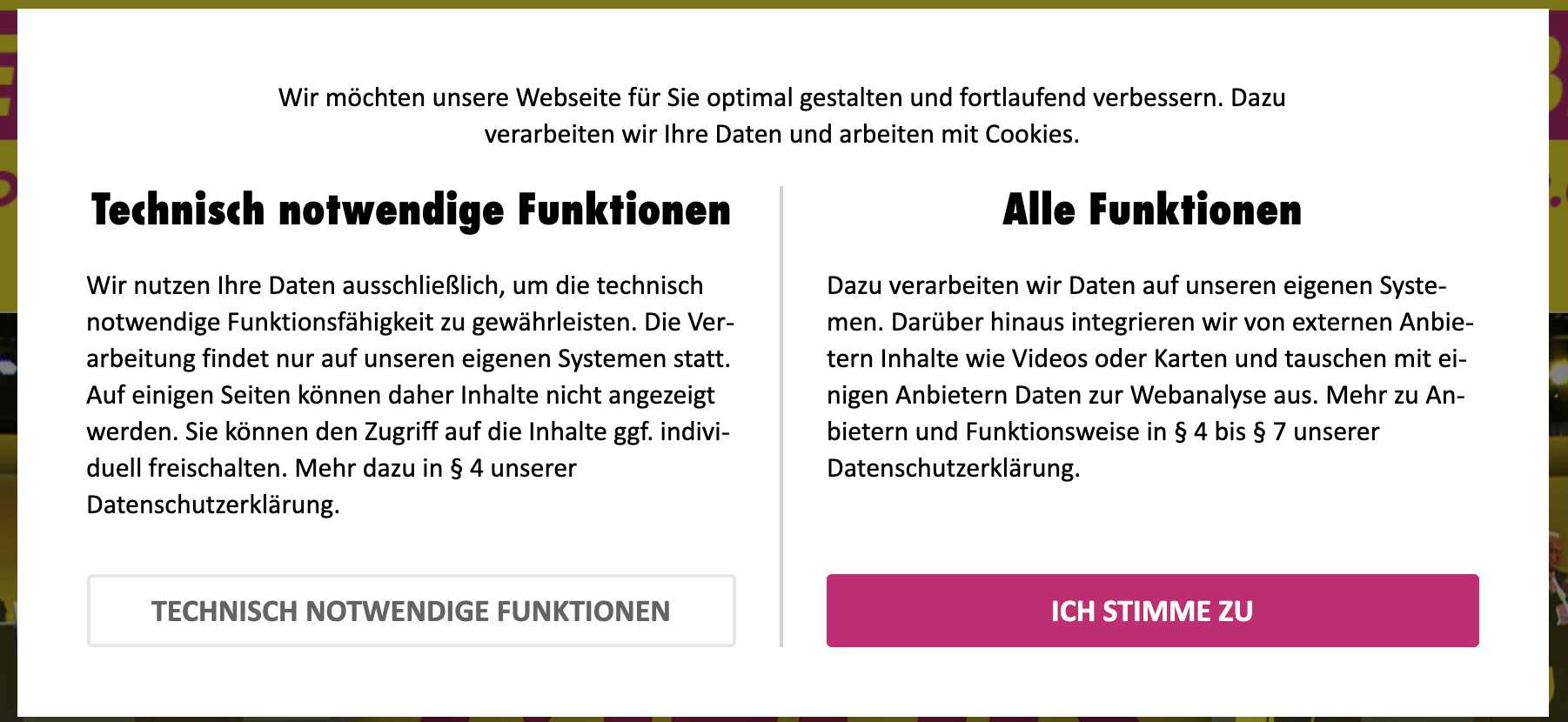 eher offensive Cookiewarnung auf der Webseite der FDP