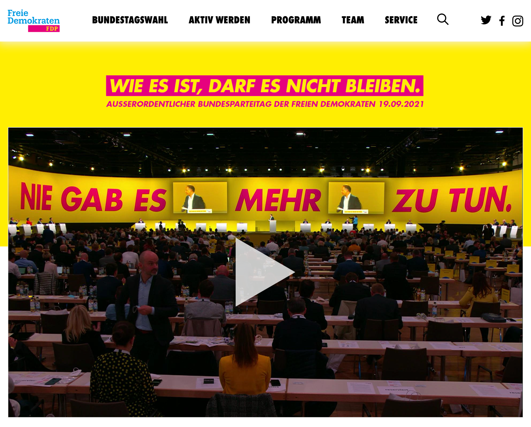 Webseite der FDP in der Desktopansicht